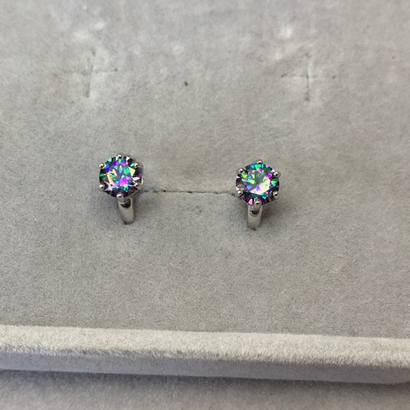 Certified, Royal Blue & Mercury Mist Mystic Moissanite Ring - Picture 9 of 16